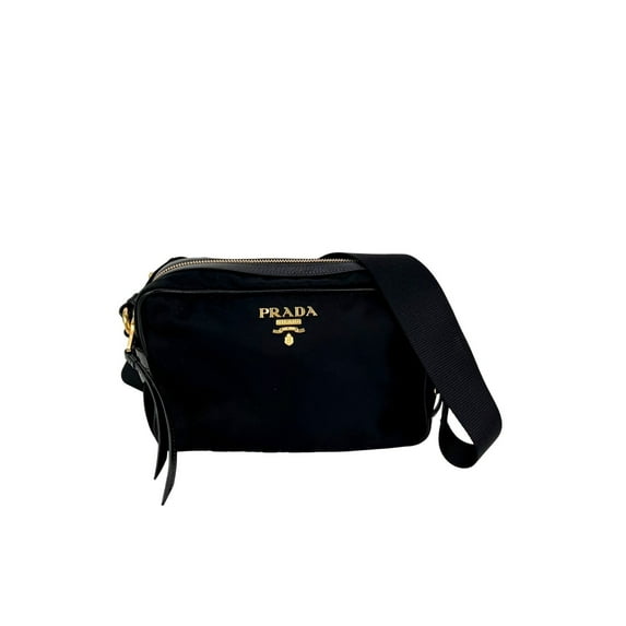 Pre-Owned Prada Tessuto Nylon Bandoliera Black Crossbody Camera Bag