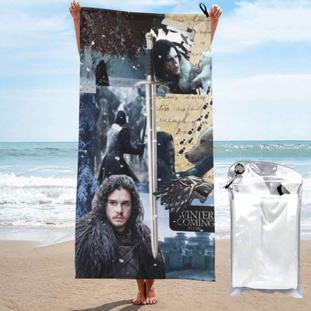 Toalla de playa Jon Snow, suave, de secado rápido, resistente a la arena, para piscina, yoga, gimnasio, camping, toallas de baño ligeras, regalo para niños, niñas, niños y adultos, 27,5 x 55 pulgadas