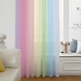 thumbnail image 6 of Rainbow Stripes Sheer Curtains 72 Inches Long, Modern Colorful Cream Striped Aesthetics Light Filering Curtains, Breathable Simi Curtain Privacy Drapes for Living Room Bedroom Window Treatment, 6 of 9