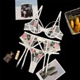 thumbnail image 3 of Garter Belts Lingerie Sets, Embroidery Lace Mesh Push Up Underwear Sets Breathable  For Lady For Wedding Night ANGGREK M blanco, 3 of 6
