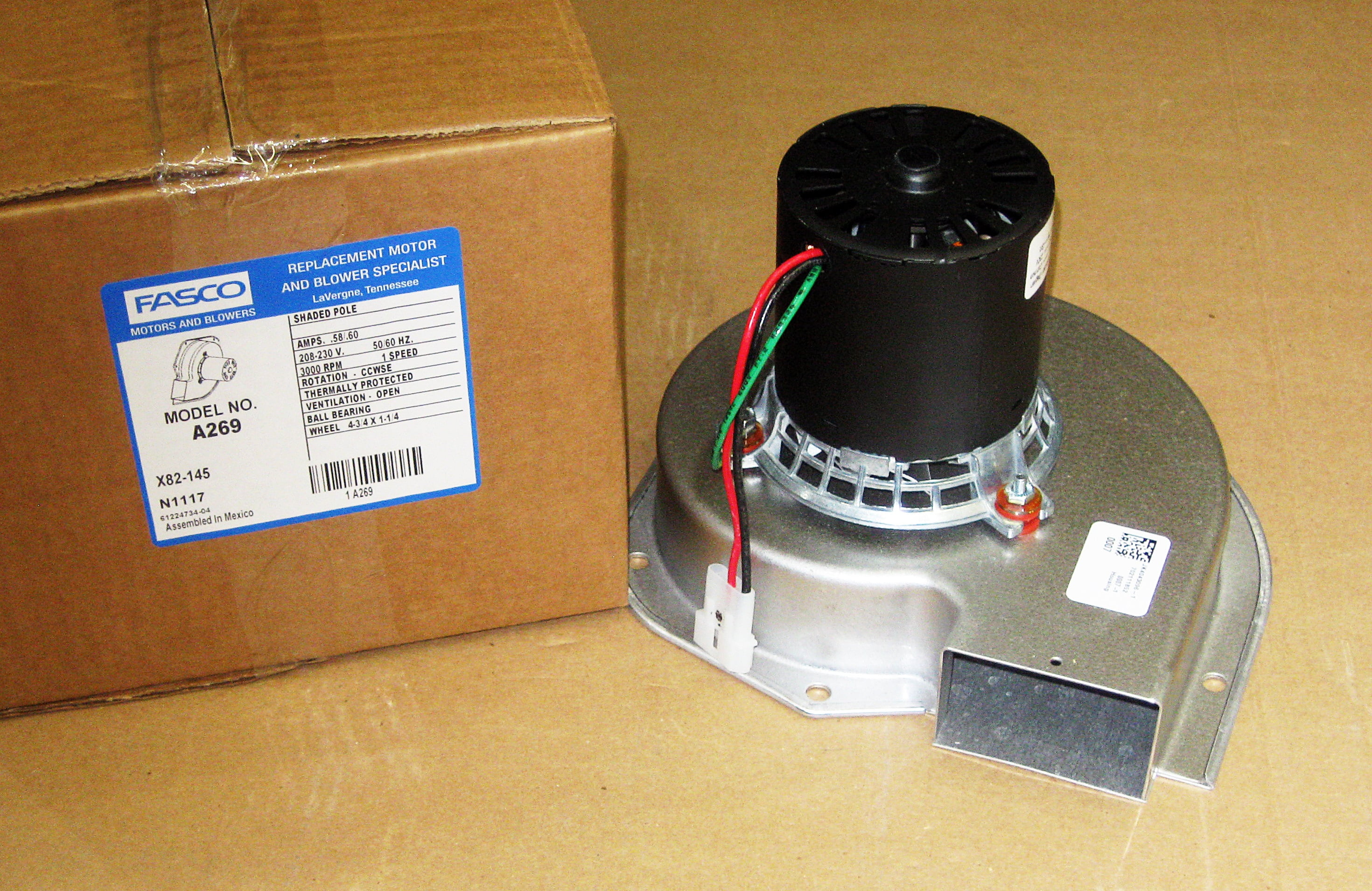 Details about   FASCO 702111054 Draft Inducer Blower Motor Assembly X38040363010 208-230V 1/35HP 