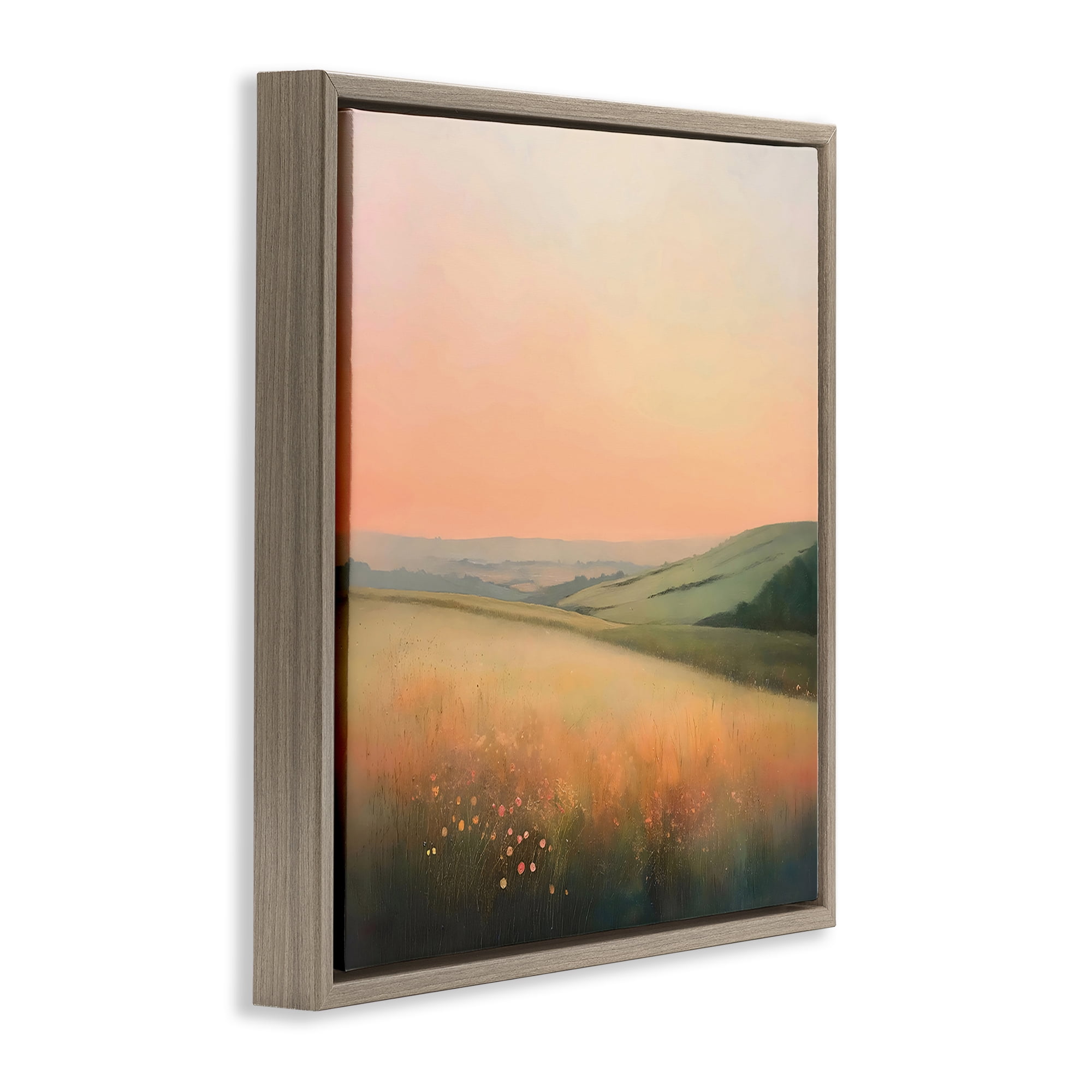 Stupell Industries Sun Coming Up Over Meadow Brown Framed Floater Canvas Wall Art, design by Creative Studio