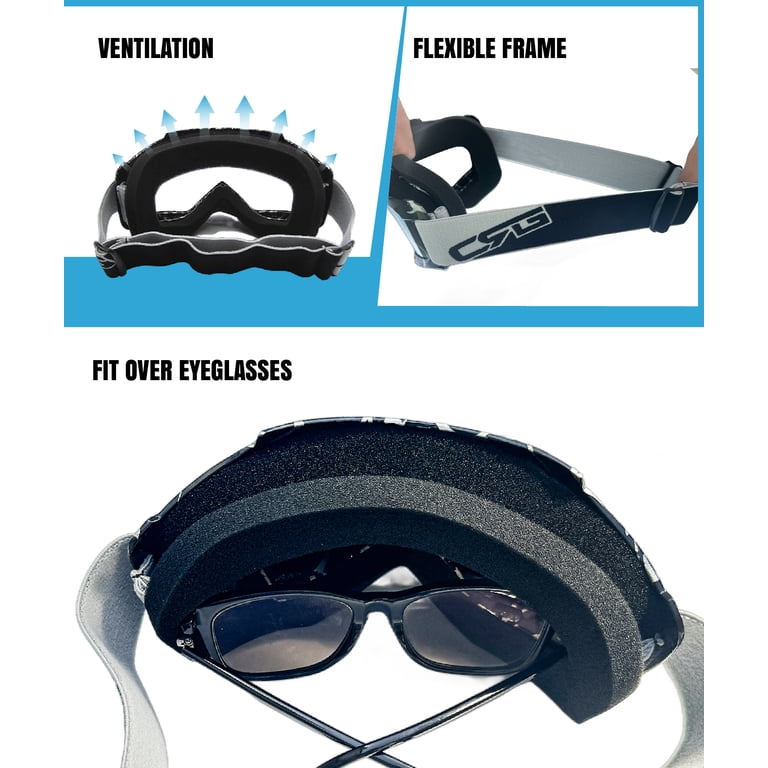 CRG Sports Motorcycle Goggles - ATV/Dirt Bike Off-Road Racing Goggles, Multi-Color Lens, Anti-Fog & UV Protection - Fits Men, Women, Adults