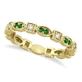 thumbnail image 2 of Emerald Eternity Ring Anniversary Band Stacking 925 Sterling Silver Yellow Gold Plated Gemstone Jewelry For Women Gift, 2 of 5