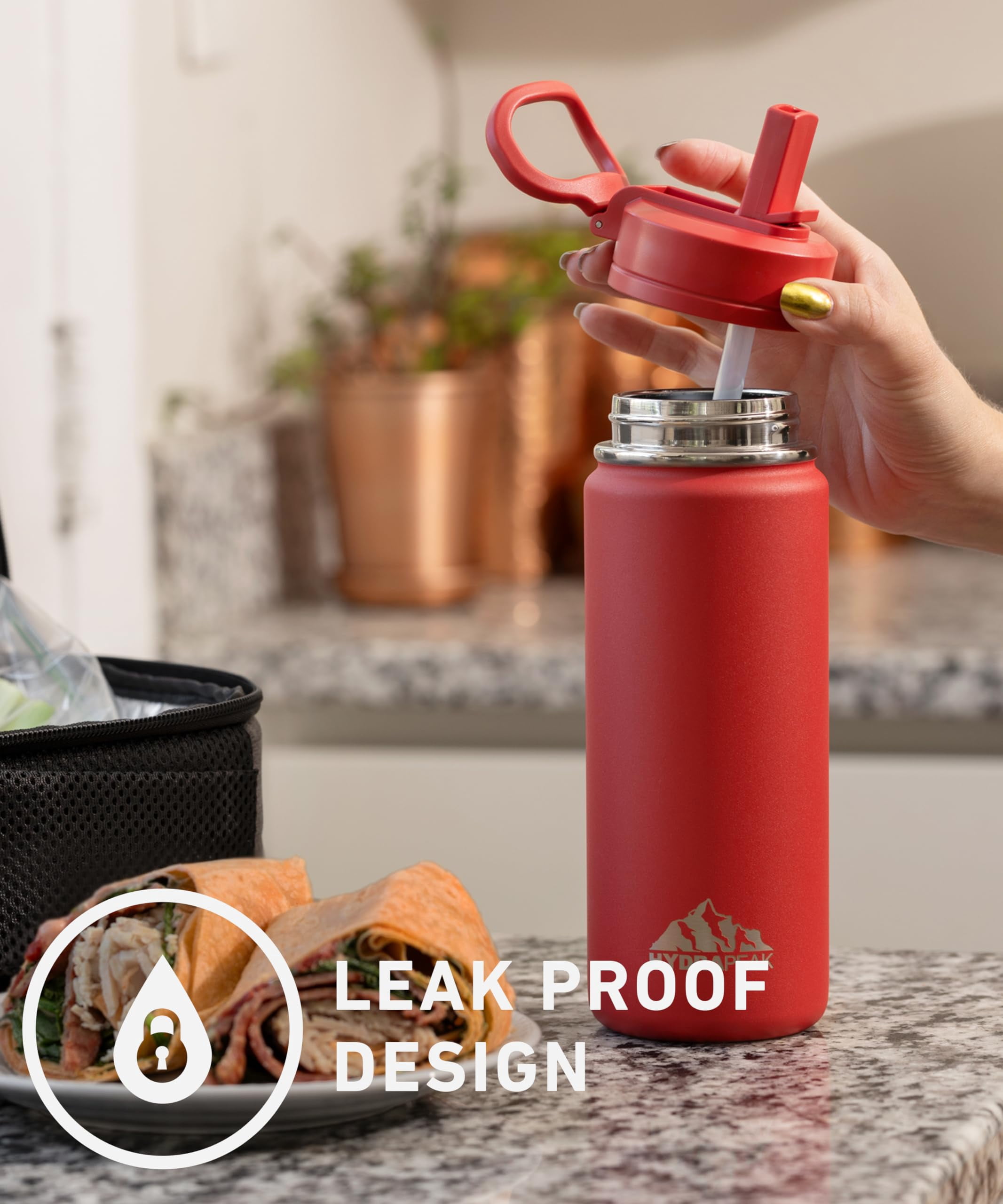 Hydrapeak Mini 20oz Kids Water Bottle with Straw Lid, Stainless Steel Double Wall Insulated Water Bottle for Kids | Leak-Proof and Spill-Proof Kids Water Bottle for School, Cold 24Hrs(Modern Cream)