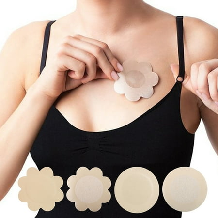Ettsollp Nipple Cover Disposable Nipple Pasties Invisible Nipple Petals Cover Thin Satin Nipple Breast Stickers Self-Adhesive No Show Bra
