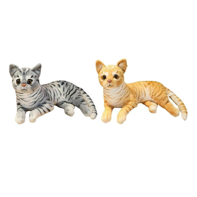 Almohada realista de peluche de gato, suave simulación de animal, encantadora para regalos de fiesta de Navidad + Almohada realista de peluche de gato, suave simulación de animal, EstiloJ