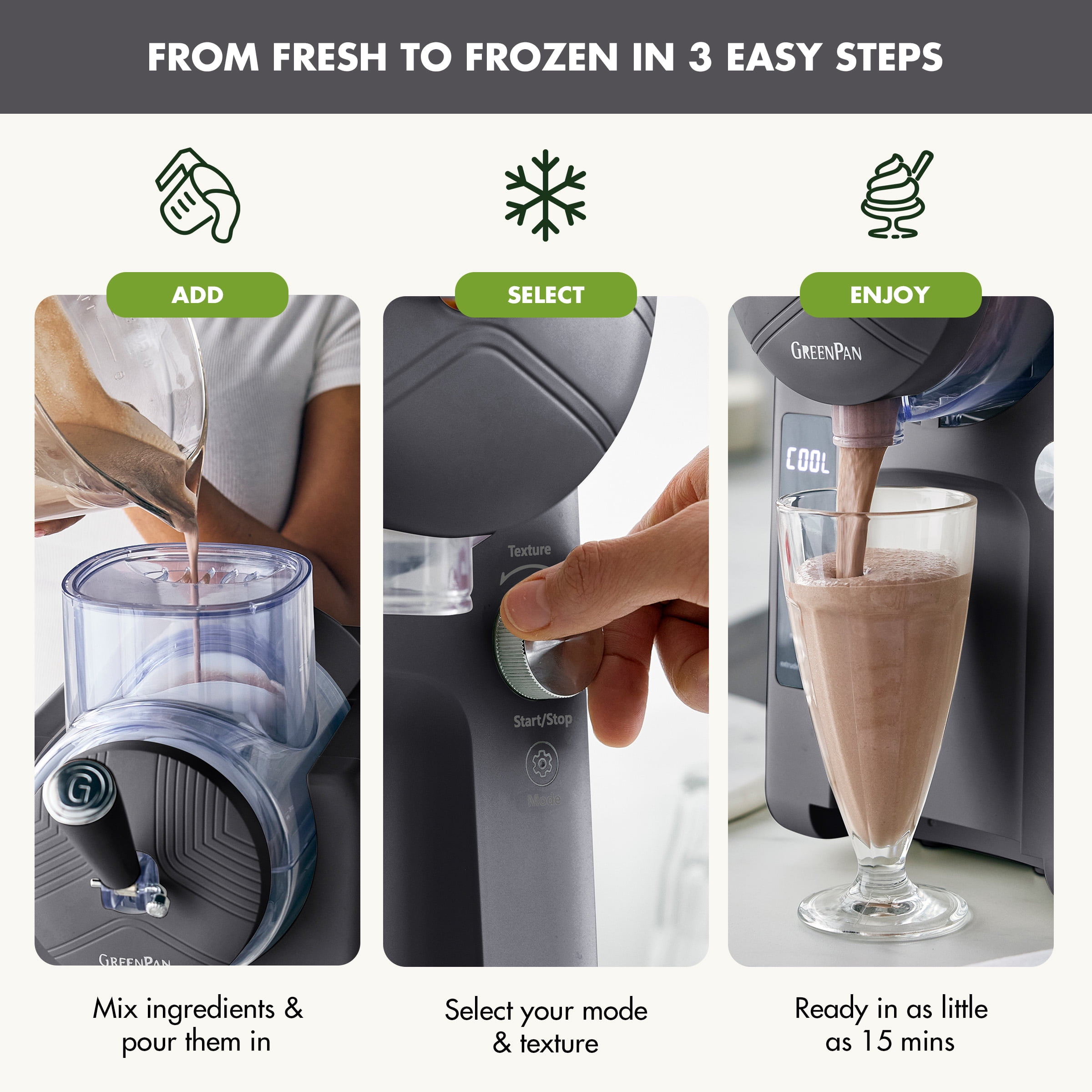 GreenPan Frost 6-Mode Ice Cream, Frozen Drink, Slushie & Milkshake Maker, No Freezer Needed