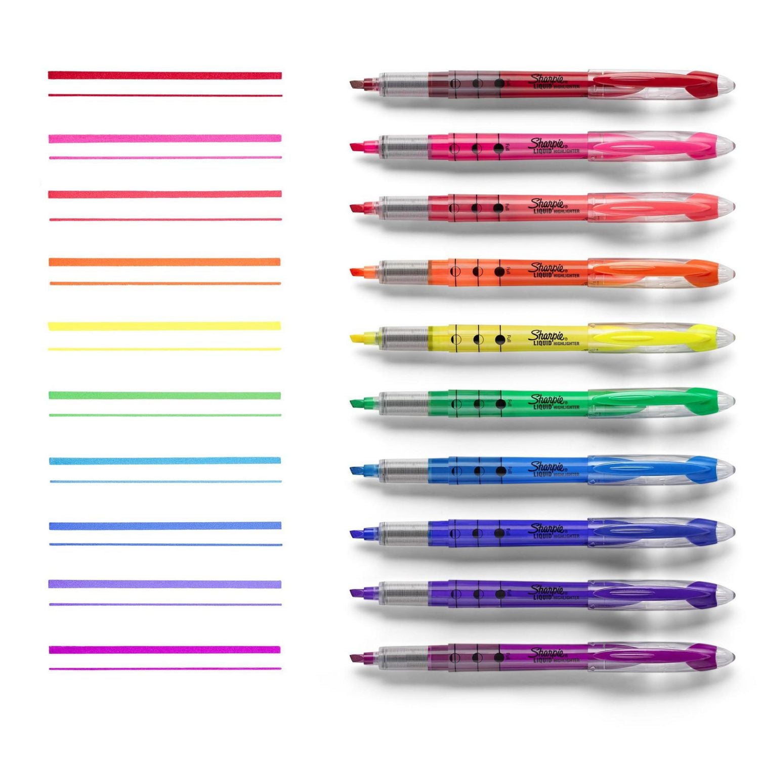 Surligneurs liquides Sharpie, pointe biseautée, couleurs assorties, 10 unités