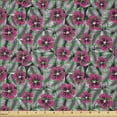 thumbnail image 2 of Ambesonne Luau Fabric by the Yard Microfiber, Pink Hibiscus Modern Leaf, 3 Yards, Pink Black and White, 2 of 2