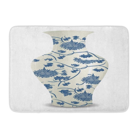 YUSDECOR Asian White Vase Blue Old Oriental Rug Doormat Bath Mat 23.6x15.7 inch
