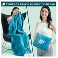 thumbnail image 3 of Travel Blanket and Pillow, Arms Opening Airplane Blankets for Adults, Compact Plane Blanket with Arm Hole 2-in-1 Bag for Flight Car Camping Fit in Luggage Backpack Traveler Gift, Teal Blue, 3 of 9