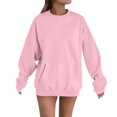 thumbnail image 1 of Breezora Chandail à Capuchon à Poche Surdimensionné pour Femmes, Col Rond, Chandail Décontracté Confortable, Taille m, Rose, 1 of 5