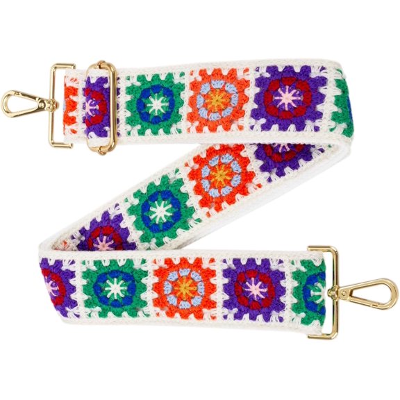 Monebena Crochet Flower Purse Strap Replacement Crossbody Bag Handbag 2" Wide Adjustable (Floral Apricot)