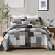 thumbnail image 1 of Sahsahcasa Juego De Edredón Tamaño Queen 100% Algodón, Juego De Cama Queen, Colchas, Colcha De Retazos De Granja, Colcha Rústica Ligera, Reversible, Gris, Negro, Marrón, Blanco, 3 Piezas, 1 of 5