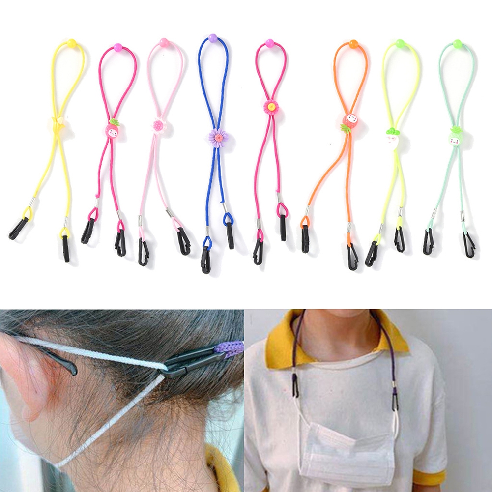 Adjustable NonSlip Cartoon Face Cover Holder Rope Clip Extension Cord