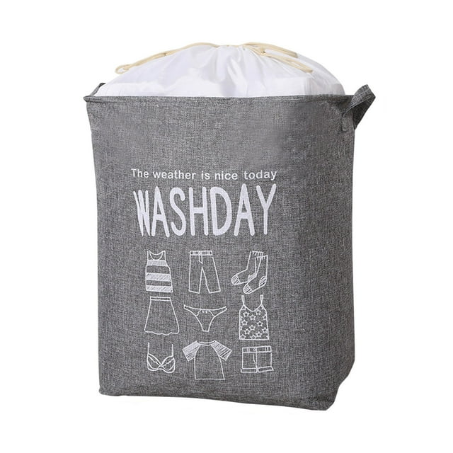 fsxdhpcsgfc 21 Inches Freestanding Laundry Storage Container With Lid Collapsible Large Drawstring Clothes Hamper Storage With Handle Laundry With Gray Storage Fabric Storage Dorm Room Transparent