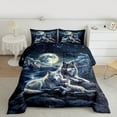 thumbnail image 2 of Manfei Wild Wolves Full Size Comforter Sets, Moon Night Star Bedding Comforter Set, Natural Mountain River Bedding Sets, Luxury Bedroom Decor Reversible 3-Piece, 2 of 8