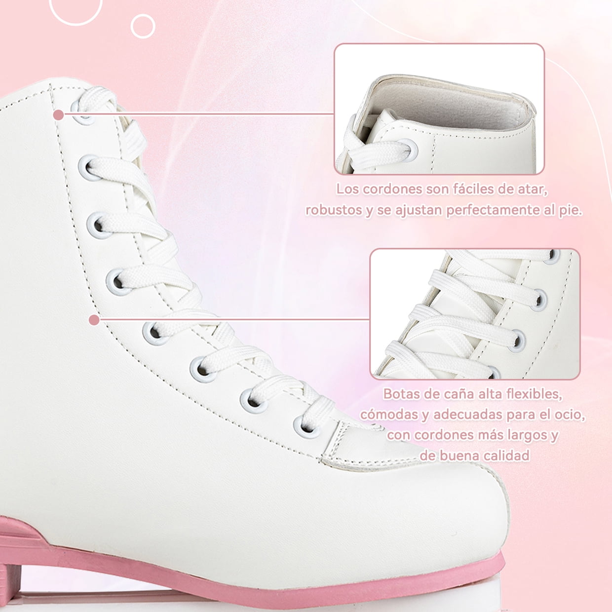 JieC Roller Skate for Women&Men, Adult Teen Classic Fashion Roller Skates with Pink Flash Wheel, White&Pink(Women's 8 / Men's 7)