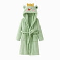 thumbnail image 4 of Gibobby Kids Coral Fleece Bathrobe,Soft Plush Hooded Robe with Adjustable Belt,Cartoon Print,for Boys Girls 12 Months -12 Years,Warm Loungewear Shower Robe Kids Toddler Pajamas,Green,Size 9-12T, 4 of 4