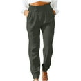 thumbnail image 2 of Lilgiuy Fashion Women Summer Casual Loose Cotton And Linen Pocket Solid Trousers Pants for Camping Climbing, 2 of 5