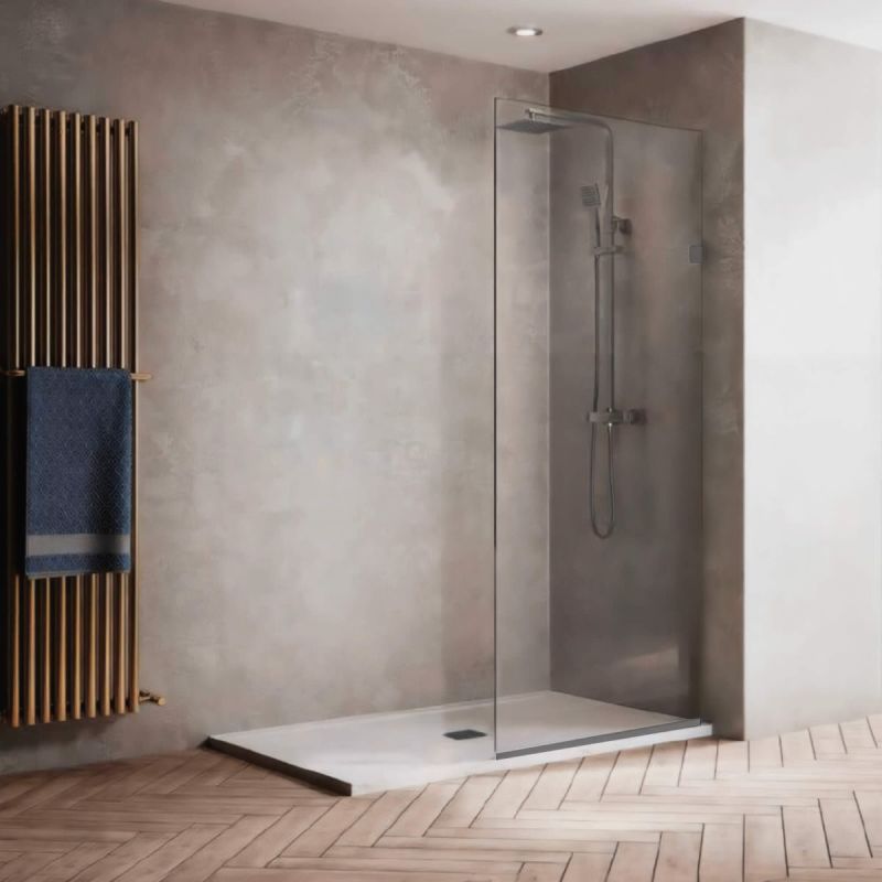 Single Fixed Glass Panel for Shower 30" x 76" | Tempered Glass with Brushed Nickle Finish | Frameless Water Repellent Shower Screen by Fab Glass and Mirror