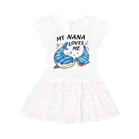 

Inktastic My Nana Loves Me- whale shark Gift Toddler Girl Dress