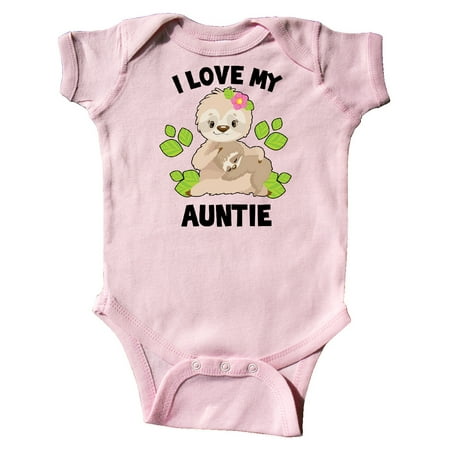 

Inktastic Cute Sloth I Love My Auntie with Green Leaves Gift Baby Boy or Baby Girl Bodysuit