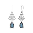 thumbnail image 2 of 7x5 MM Pear Shape Labradorite 925 Sterling Silver Filigree Dangle Drop Valentines Day Gifts Women Earring, 2 of 4