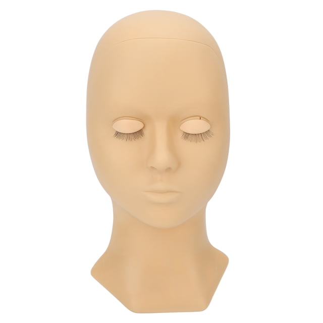 Cabeza de maniquí de pestañas, extensión de pestañas desmontable, práctica de maquillaje, molde de cabeza de silicona suave elástica con pestañas, tez de párpado doble