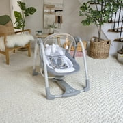 Ingenuity Boutique Collection Deluxe Portable Baby Swing, Bella Teddy, Unisex, for Infants 0-9 Months