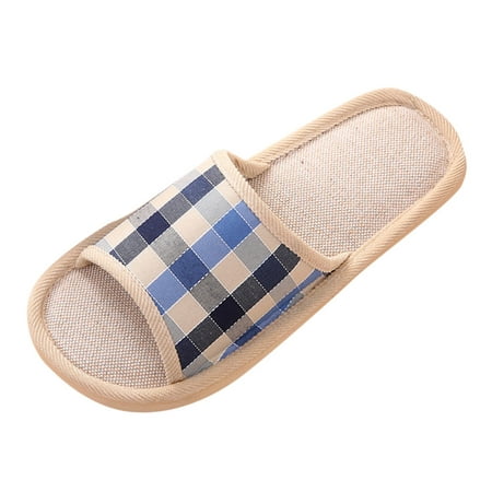 

knqrhpse mens slippers Men s Fashion Casual Couples Gingham Home Slippers Indoor Floor Flat Shoes slippers for men slippers