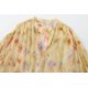 thumbnail image 5 of HH TRAF Camisa holgada estampada de un solo pecho con mangas abullonadas elegante de verano para mujer Top elegante informal con cuello en V versátil para mujer, 5 of 5