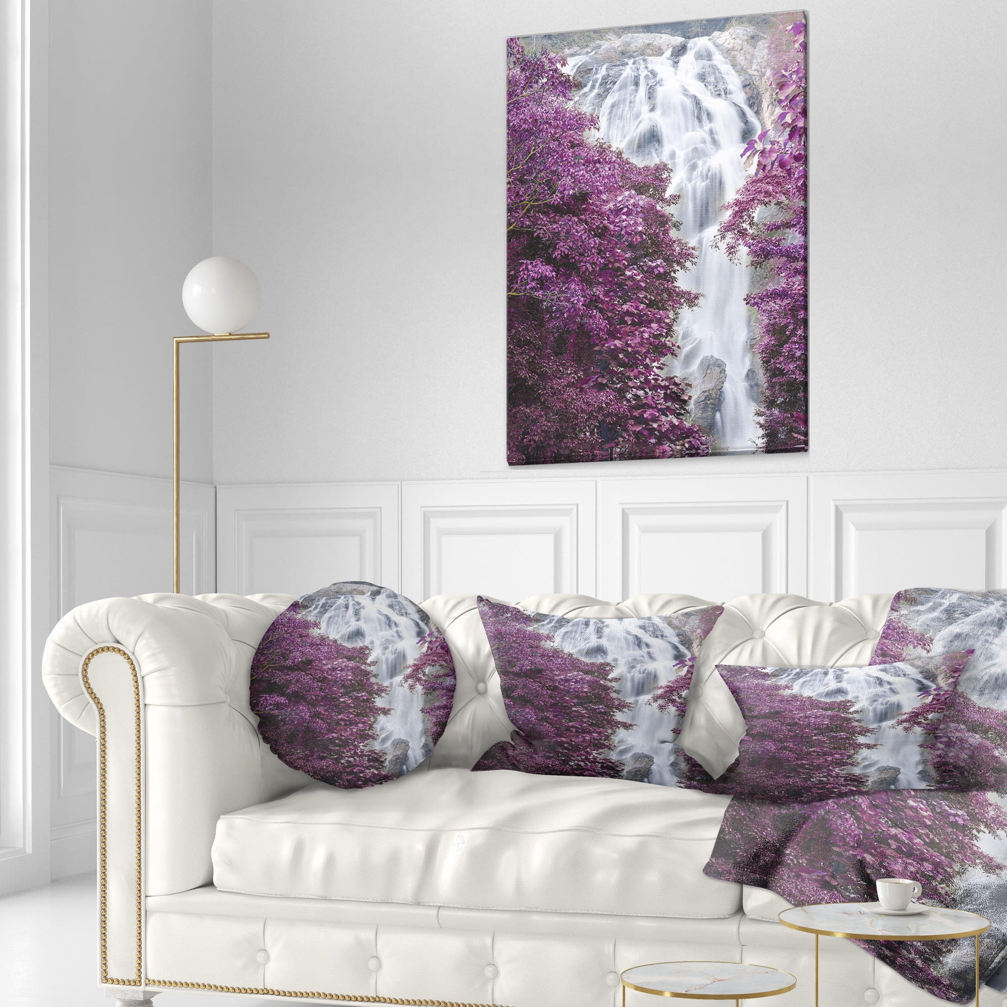 Designart Klonglan Waterfall Floral - Abstract Throw Pillow - 12x20