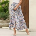 thumbnail image 6 of Long Skirts for Women Boho High Waist Printed Maxi Skirt Summer Casual Flowy Swing Pleated Skirts, 6 of 7