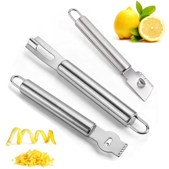 Liyquint 3‑Pack Lemon Zester Peeler & Channel Knife Set, Stainless Steel Citrus Grater Peeling Tool, Multi‑Purpose Kitchen Bar Tool for Convenient and Kitchen Tool for Preparation