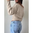 thumbnail image 6 of Women'S Cropped Sweaters Long Sleeve Off the Shoulder Sweater Y2k Going Out Tops Khaki M, 6 of 9
