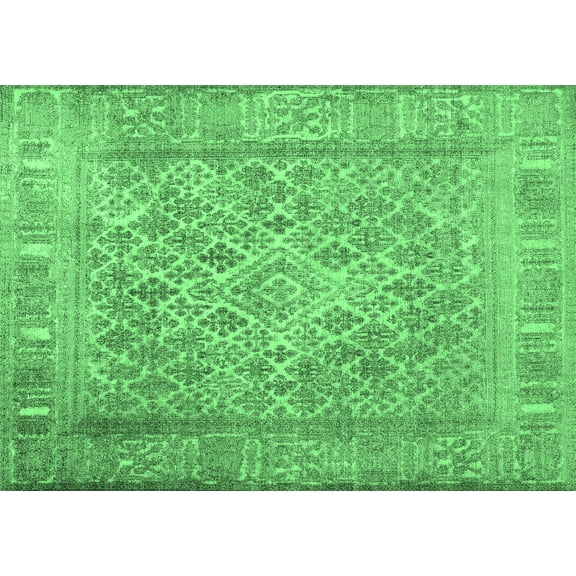 Ahgly Company Indoor Rectangle Persian Emerald Green Bohemian Area Rugs, 5' x 7'