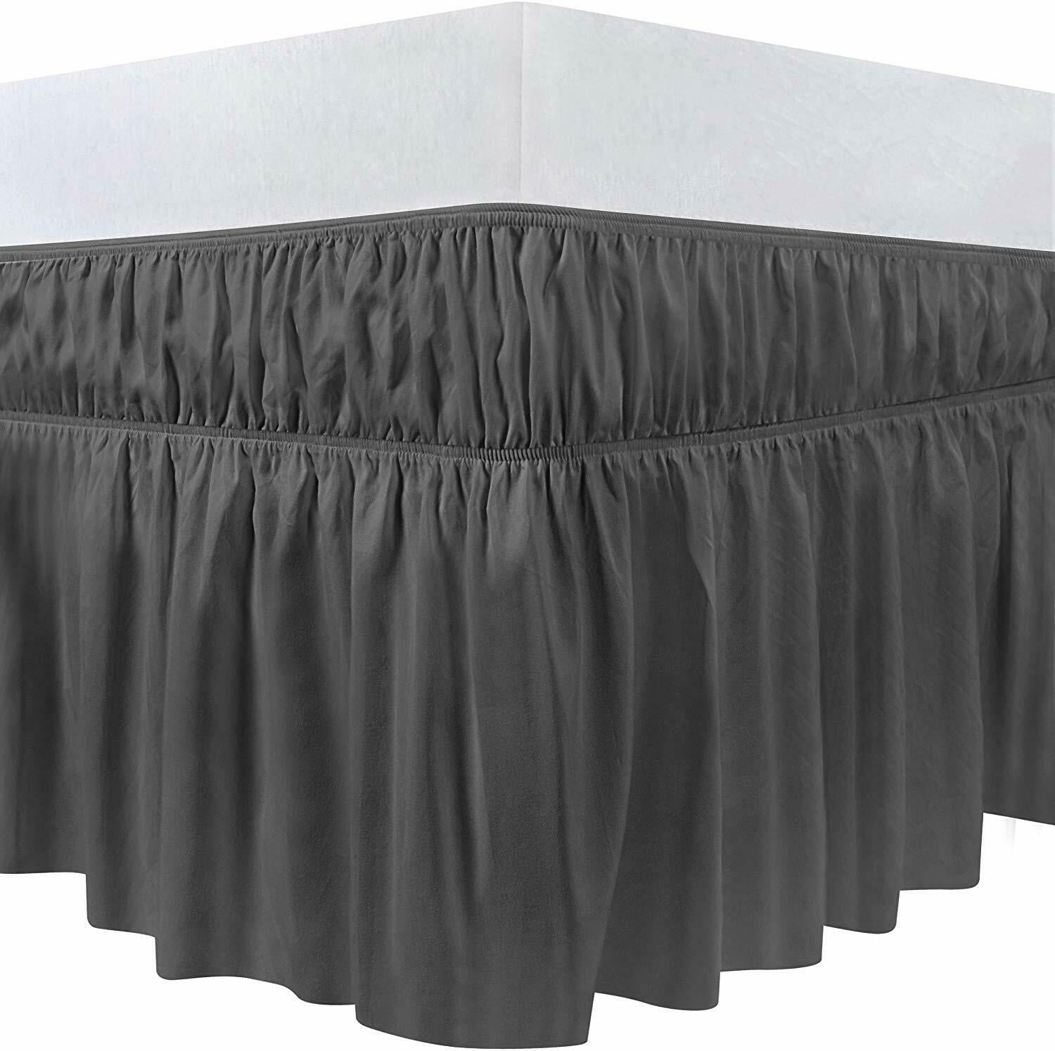 16 Inch Skirt Length Basics Ruffled Bed Skirt Dark Grey Full