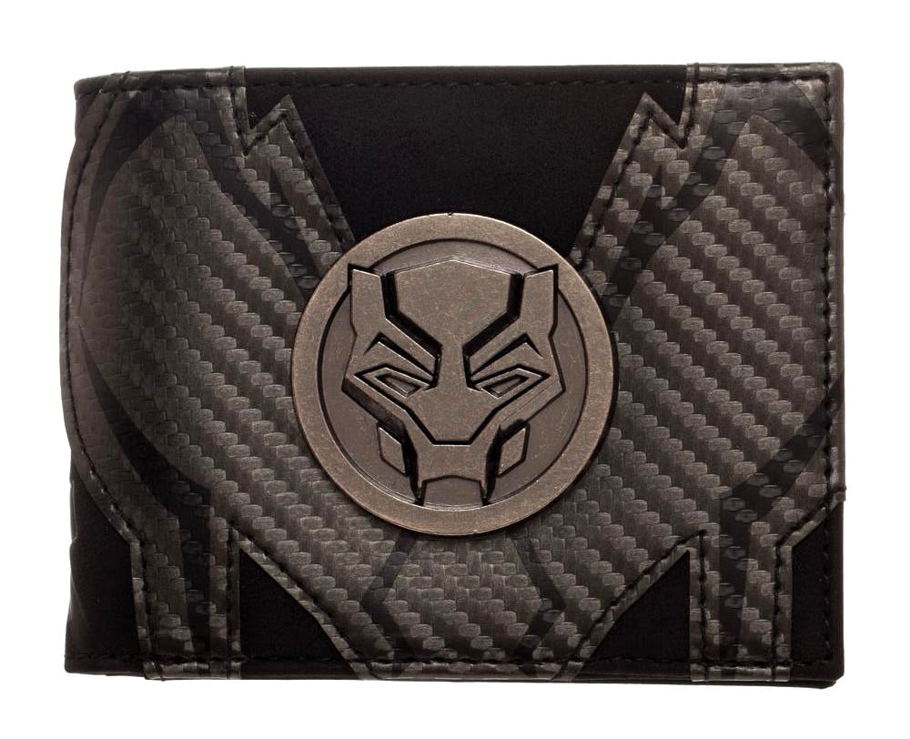 Marvel Black Panther BiFold Black Wallet Metal Badge PU Leather