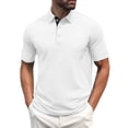 thumbnail image 3 of Mens Fashion Polo Shirts Cotton Classic Short Sleeve Thermal Button Shirt with Pocket White 3XL, 3 of 5