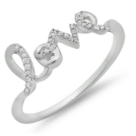 Dazzlingrock Collection 0.08 Carat (ctw) 10K Round White Diamond Ladies Promise Love Engagement Ring, White Gold, Size 7