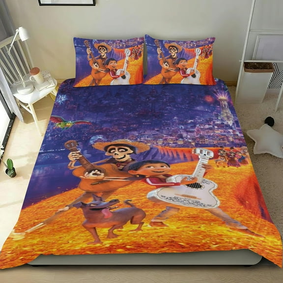 Cocos Anime Themed Bed Sheet Set Three Piece Set 53x79 In ches Comfortable And Skin Friendly Unique Design Creating A Star Gifts For Family Friends fans