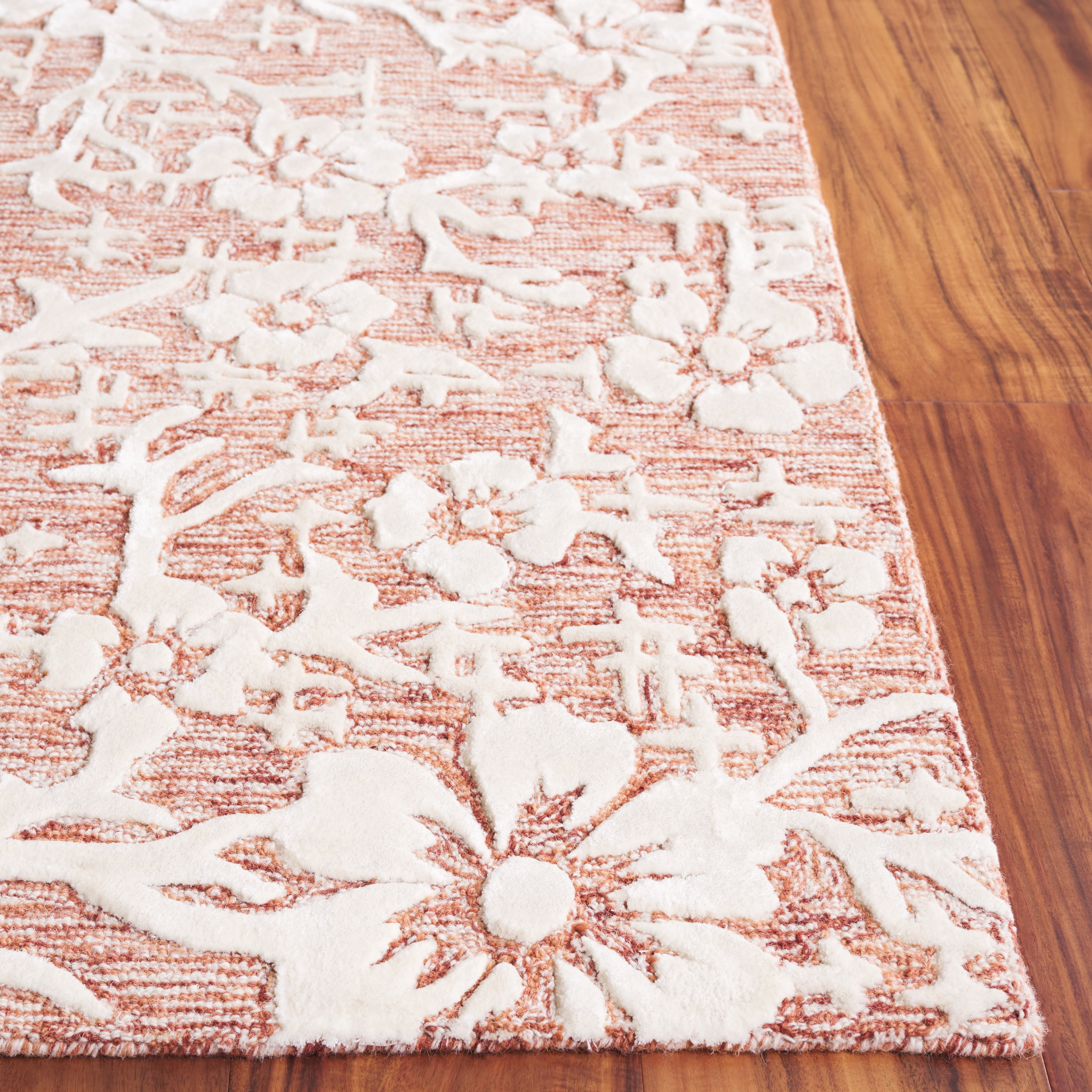 SAFAVIEH Glamour Braylon Abstract Area Rug, Rust/Ivory, 6' x 9'