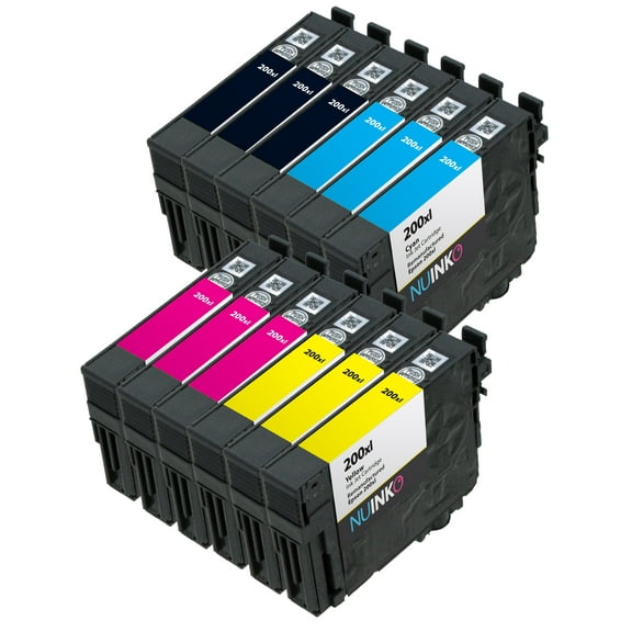 Remanufactured NUINKO Epson 200XL Ink Cartridge Replacement for Epson XP-410 WF-2540 WF-2530 XP-310 XP-200 XP-400 WF-2520 XP-300 Printers (3 Black 3 Cyan 3 Magenta 3 Yellow)