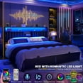 thumbnail image 3 of Homieasy King Upholstered Platform Bed with LED Lights and Storage, Black, 3 of 7