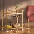 thumbnail image 7 of Leyaoyao Bar Cart with Matte Gold Metal Finish, Rolling Wine Cart for Kitchen, Dining Room, Gold, 7 of 7