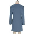 thumbnail image 6 of Besolor Women's Long Sleeve Tunic Dress Casual Crewneck Pleated Front Mini Fall Dresses with Pockets, 6 of 9