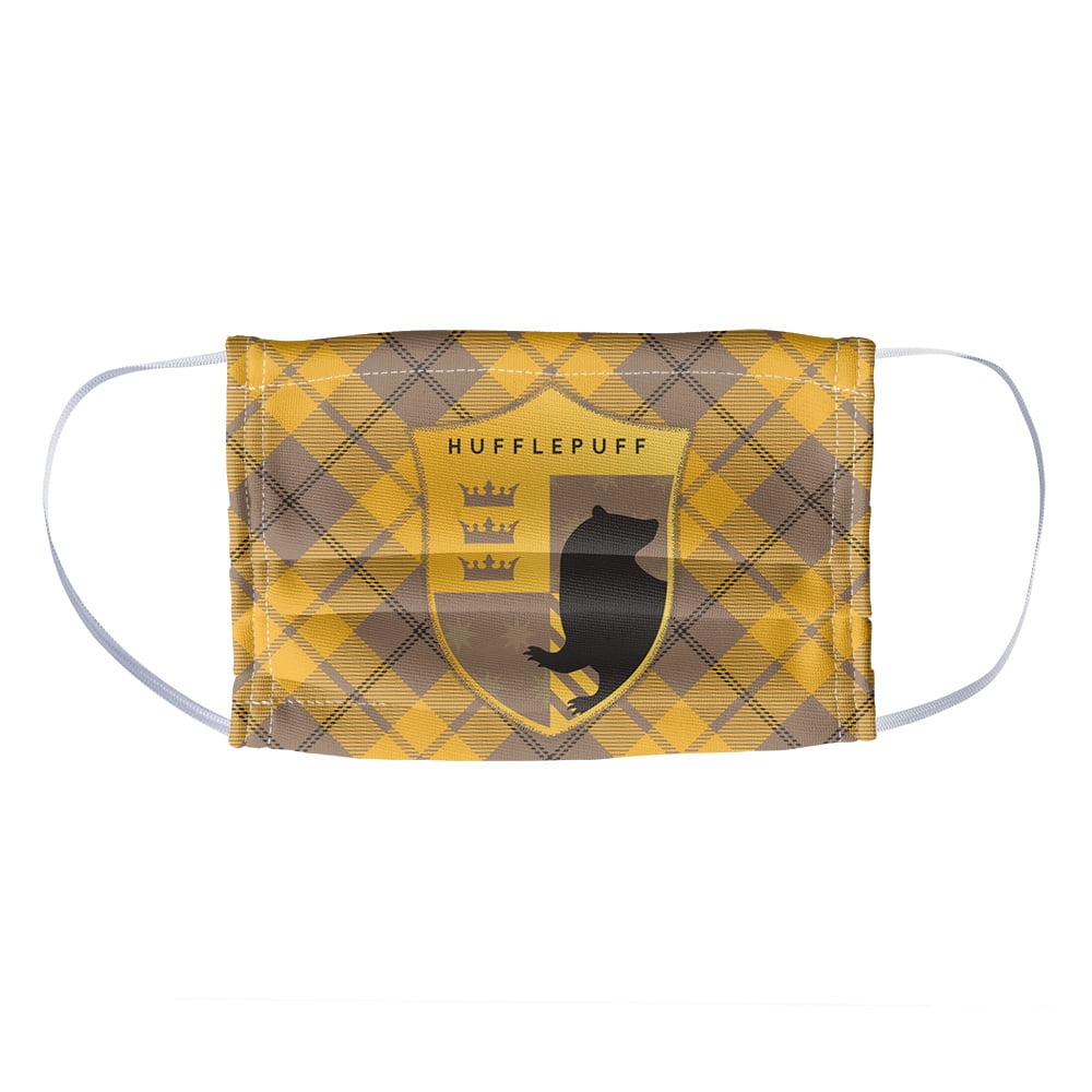 Harry Potter Hufflepuff Plaid Logo 1-Ply Reusable Face Mask Covering, Kids