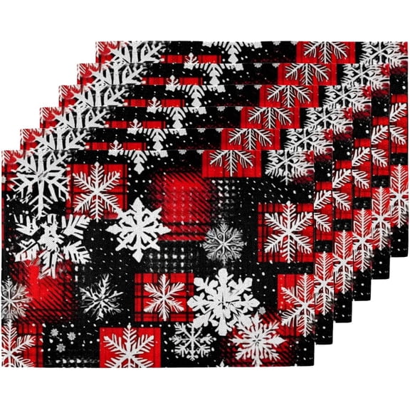 Christmas Placemats Set of 6 Table Mats for Outdoor Home Party Kitchen Dining Table Decor Heat Resistance Place Mats for Everyday Meals at Home and Restaurants Use 12x18 Inch